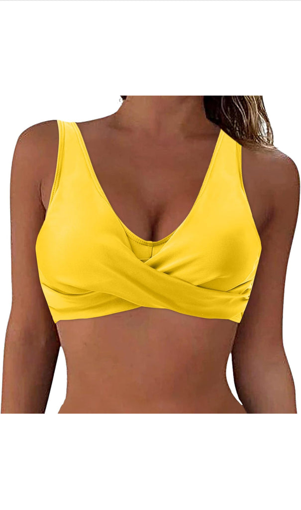 Women Lace Up Swimwear Tops /Underwire Full Coverage Bikini Top Push Up Swim Long Torso Swimsuits for Women plus