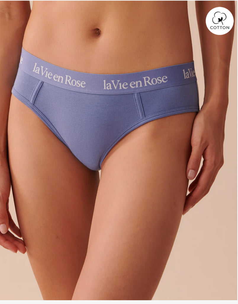 Cotton and Logo Elastic Band High Waist Bikini Panty