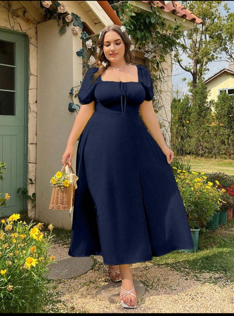 Solid Square Neck Dress