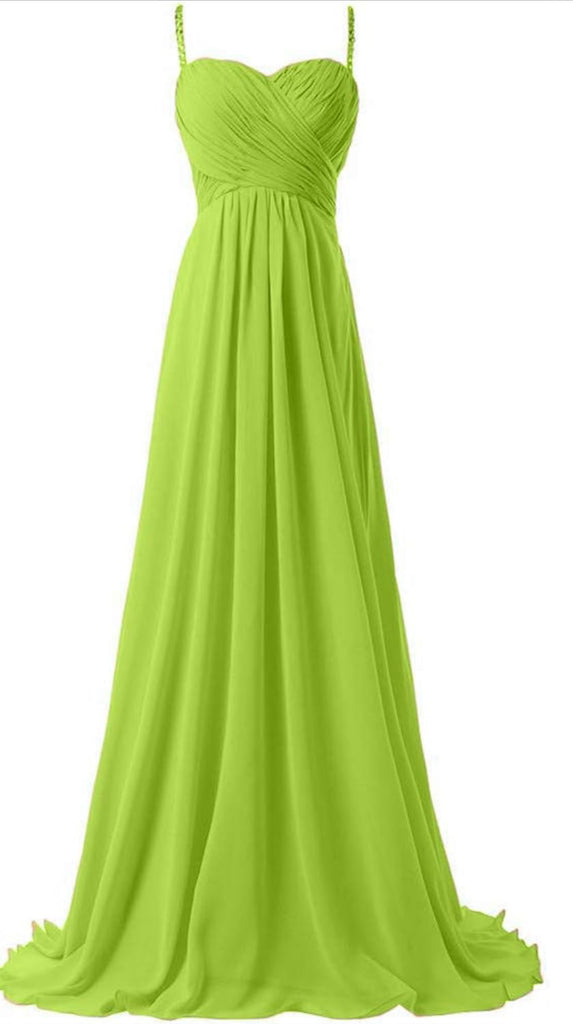 Women's Sweetheart Spaghetti Strap Bridesmaid Dress Chiffon Backless Party Gown Beaded Prom Dress